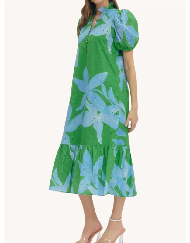 Botanical Cotton Midi Dress
