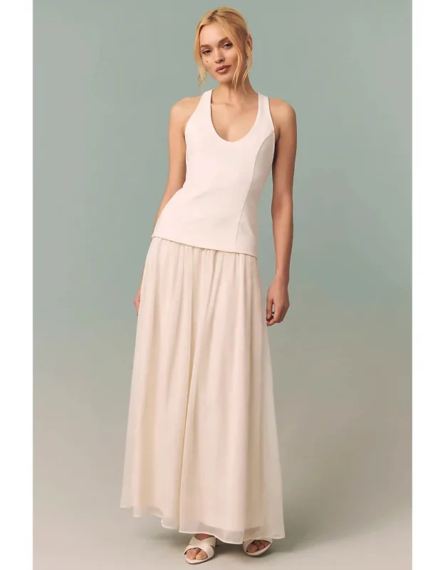 Scoop-neck Twofer Maxi Dress