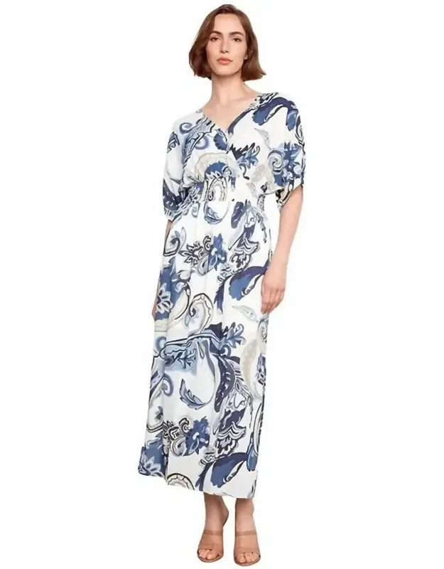 Printed Dolman Sleeve Maxi Dress