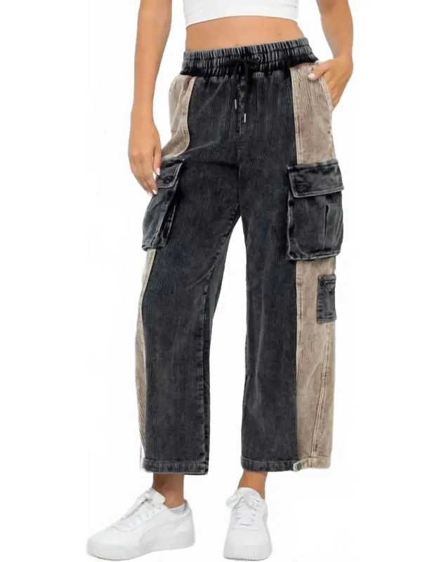 Color Block Corduroy Cargo Pants