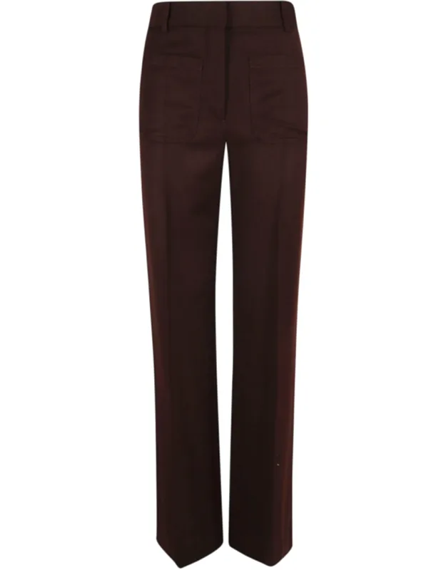 Refined Wool Blend Flared Trousers