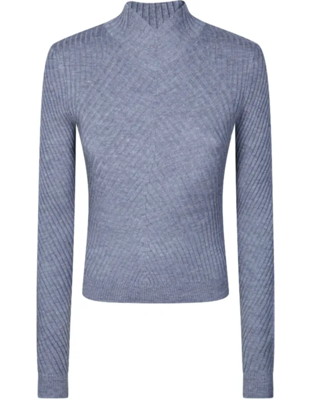 Ribbed Chevron Cropped Jumper