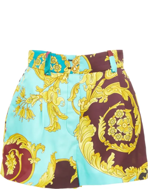 Baroque Print High Waist Shorts