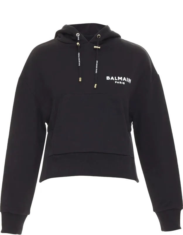 Cotton Felt Logo Print Side Split Hoodie