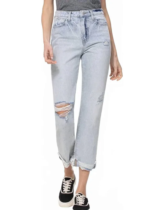 Super High Relaxed Cuffed Straight Leg Jeans