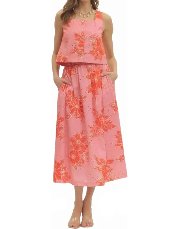 Eyelet Midi Skirt And Top Set