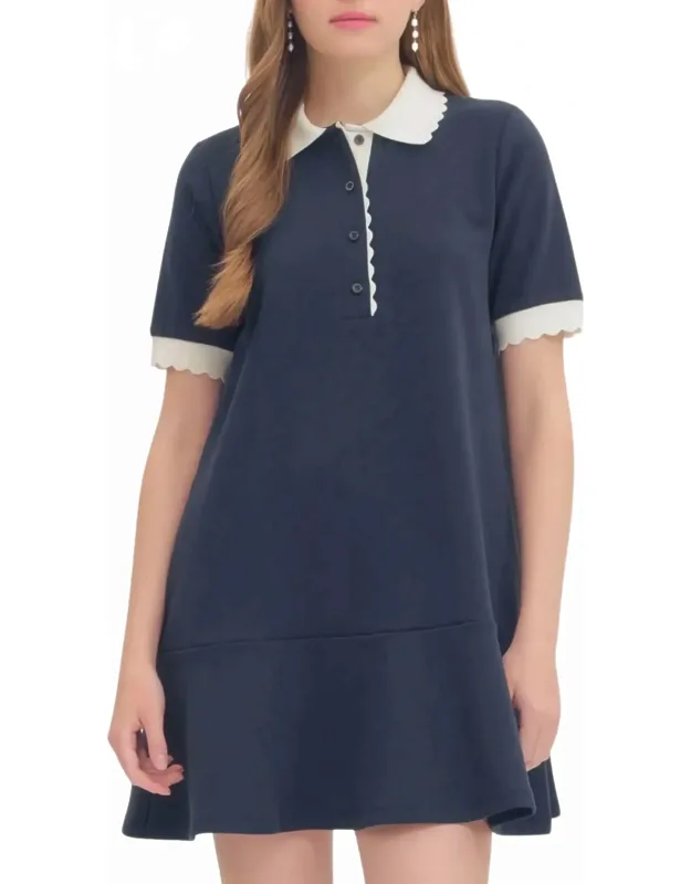 Celia Scalloped Cotton Mini Dress