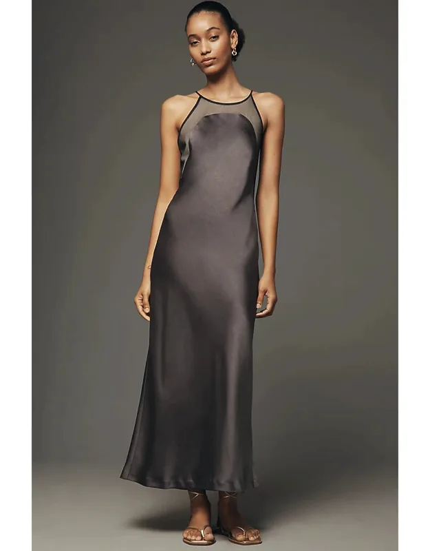 Mesh Satin Slip Dress