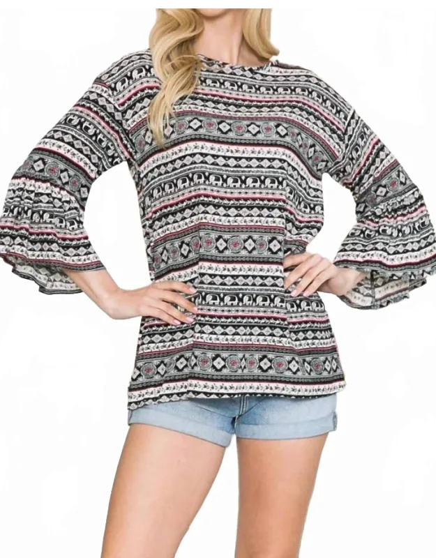 Bell Sleeve Floral Tunic Top