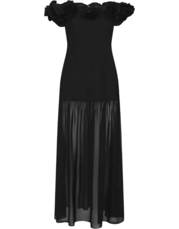Crepe Off-the-shoulder Floral Maxi Dress