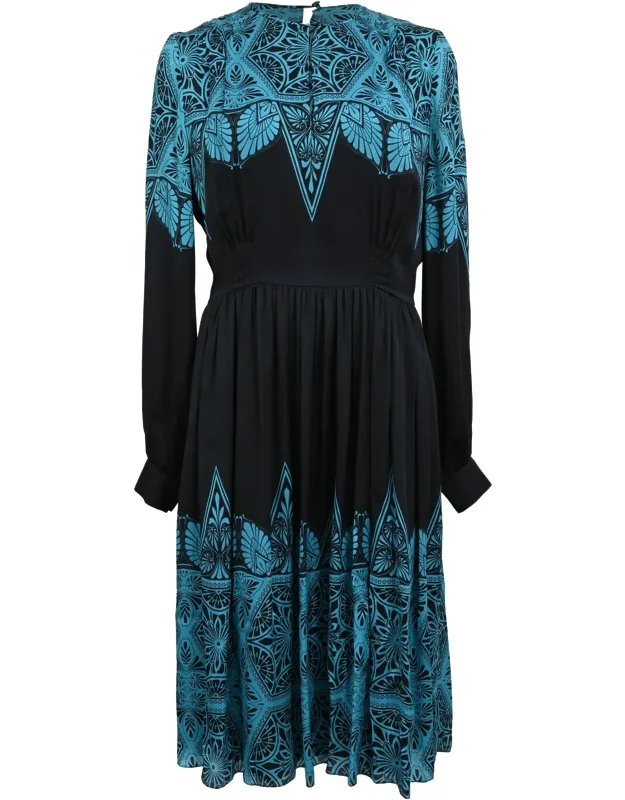 Long-sleeve Silk Dress