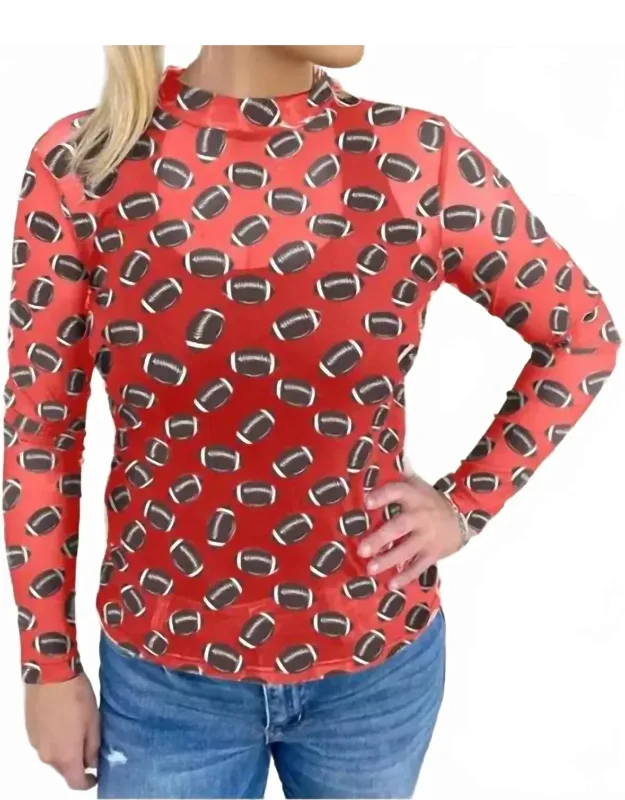 Mesh Football Print Top