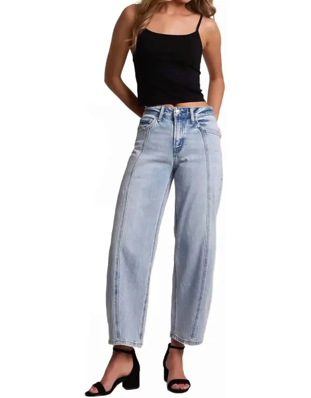 Studded Barrel Denim Jeans
