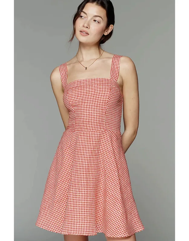 Linen Square-neck Mini Dress