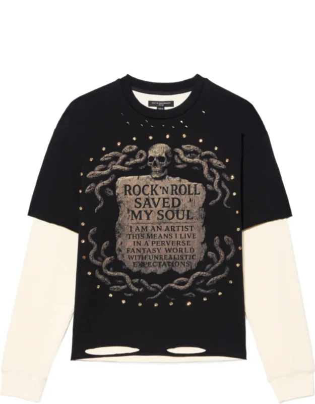 Long Sleeve Layered Thermal Tee "rock N Roll Saved My Soul"
