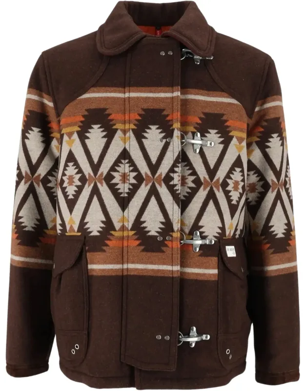 Geometric Patterned Casual Jacket With Toggle Fastening