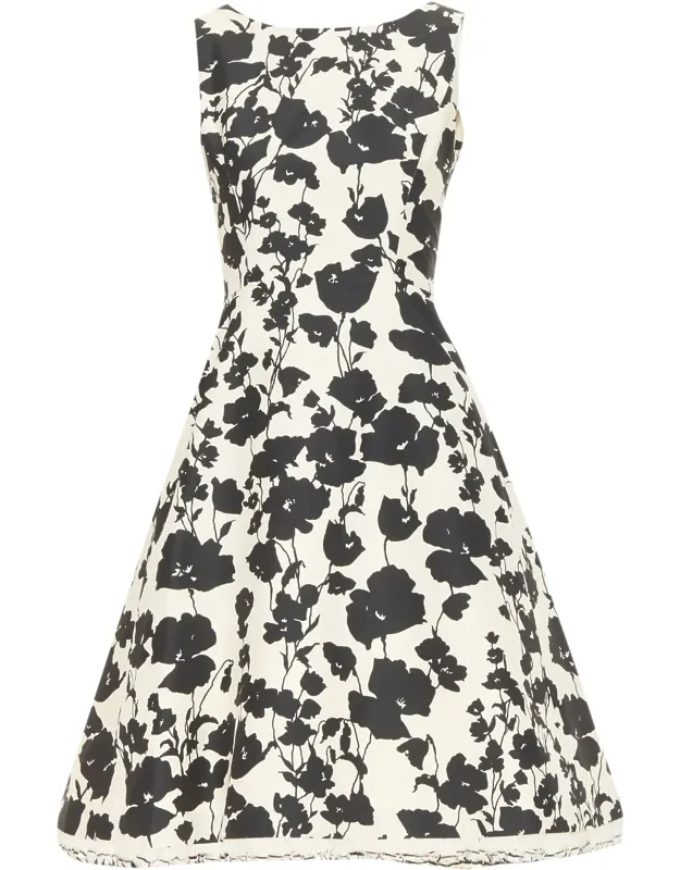 Poppy Floral Silk Feather Hem Dress
