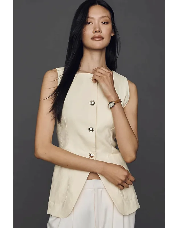 Linen Blend Cutaway Vest