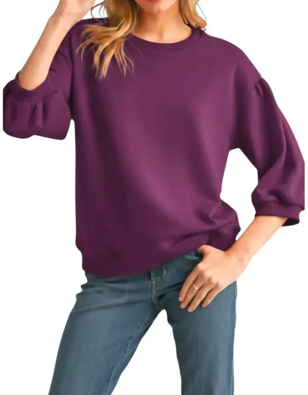 Balloon Sleeve Knit Top