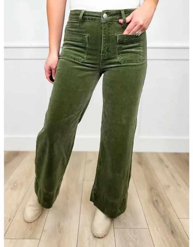 Cropped Wide Leg Corduroy Pants