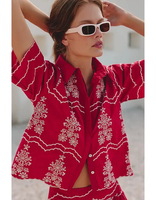 Embroidered Shirt Top