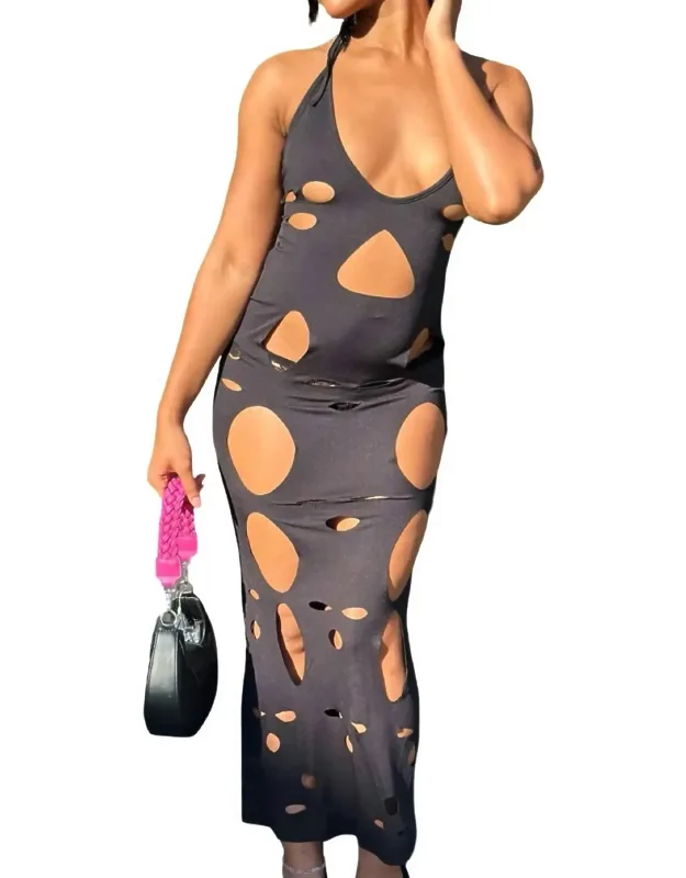 Cut Out Halter Back Maxi Dress