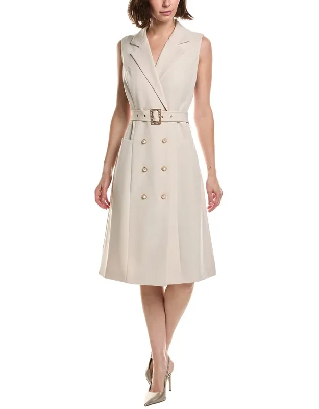 Lapel Collar Double-breasted Midi Dress