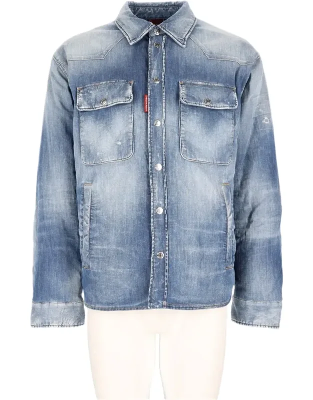 Classic Flap Pocket Cotton-blend Denim Shirt