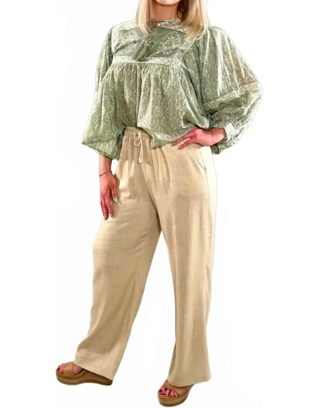 Linen Shimmer Straight Leg Pants