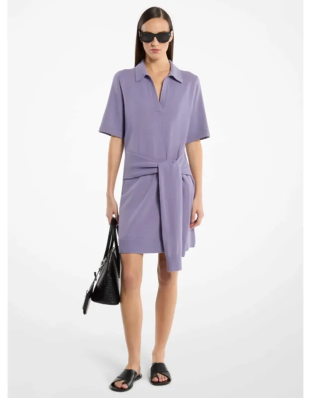 Cashmere Tie-front Polo Dress