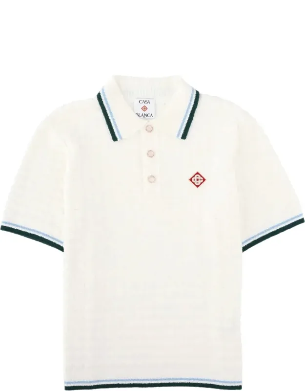 Textured Bouclé Striped Polo Shirt