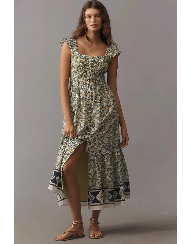 Peregrine Square-neck Midi Dress