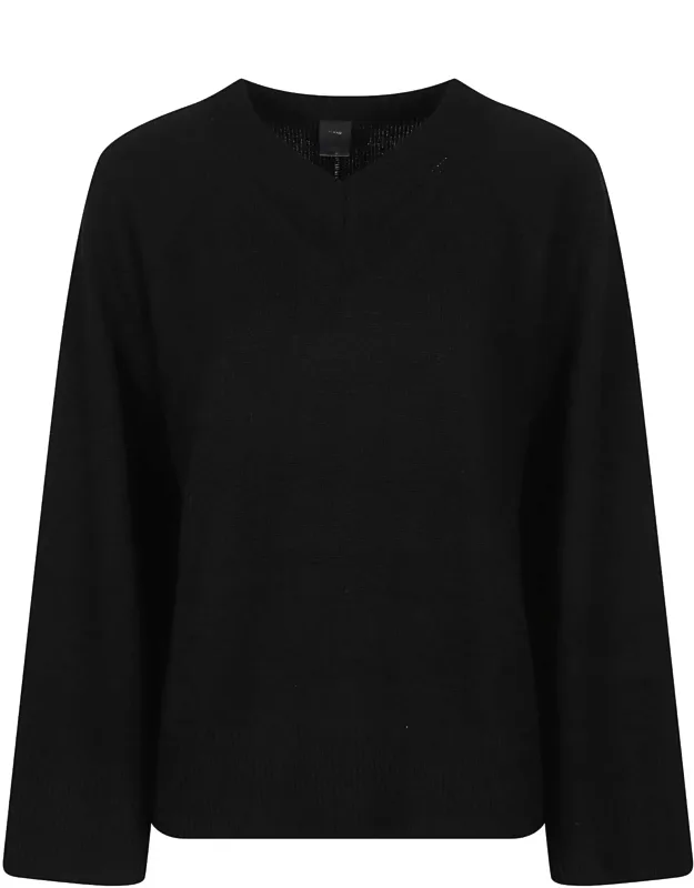 Cropped Vertical Seam V-neck Sweater