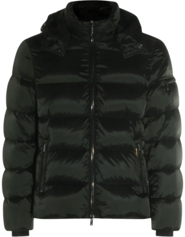Quilted Hooded Jacket With Detachable Hood And Zippered Pockets
