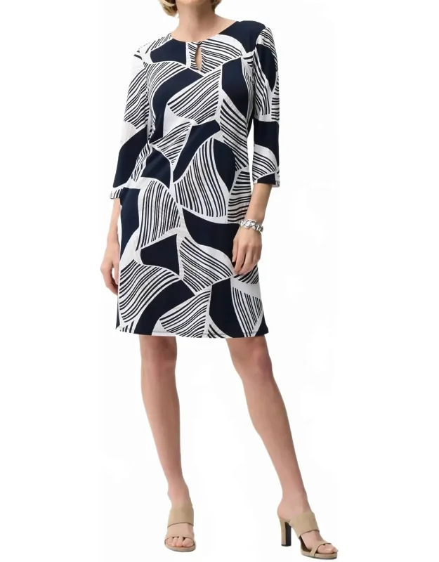 Geometric Stripe Shift Dress