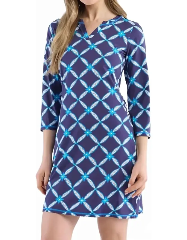 Diamond Ikat Notch Neck Dress