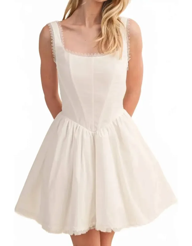 Lace Edge Corset Gathered Mini Dress