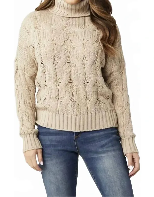 Viola Cable Knit Turtleneck Sweater