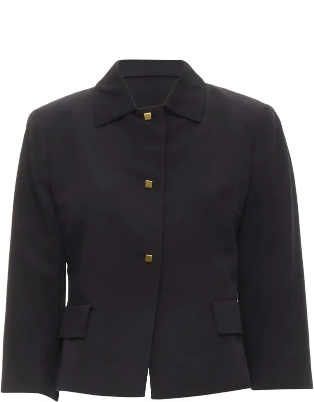 Cropped Blazer With Square Buttons
