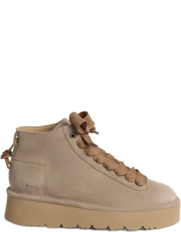 Mid-top Suede Sneakers With Textured Laces