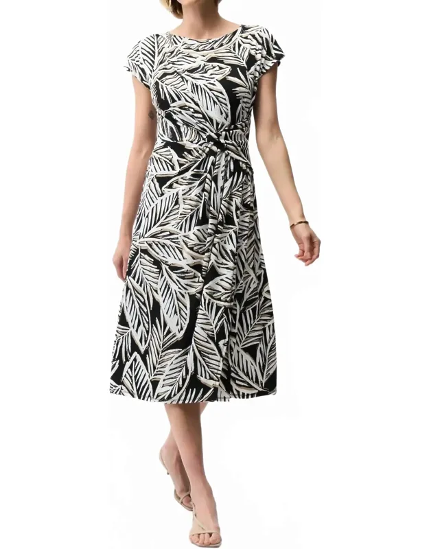 Tropical Print Midi Flare Dress