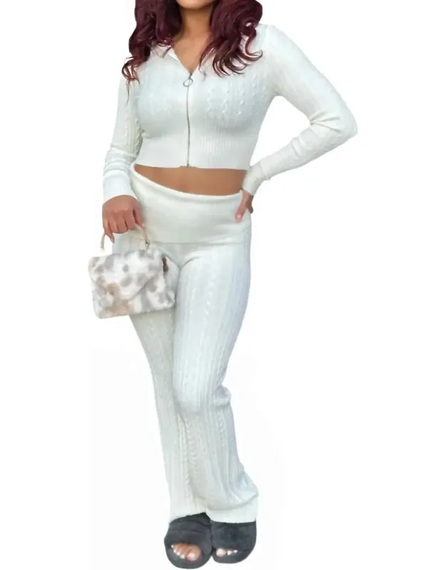 Cable Knit Sweater Pants Set
