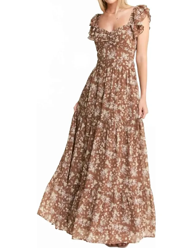 Ruffle Sleeve Tiered Maxi Dress
