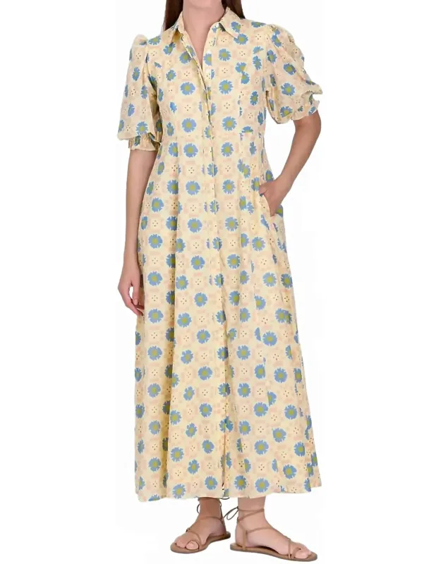 Rosie Midi Dress - A-line Silhouette With Puff Sleeves And Pockets