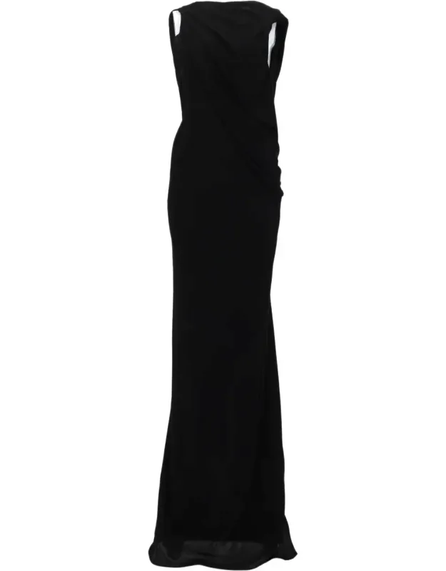 Long Jersey Crêpe Evening Dress With Draped Bodice