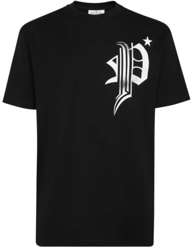 T-shirt Round Neck Ss With Saffian Leather Patch And Two Needle Stitching Hems
