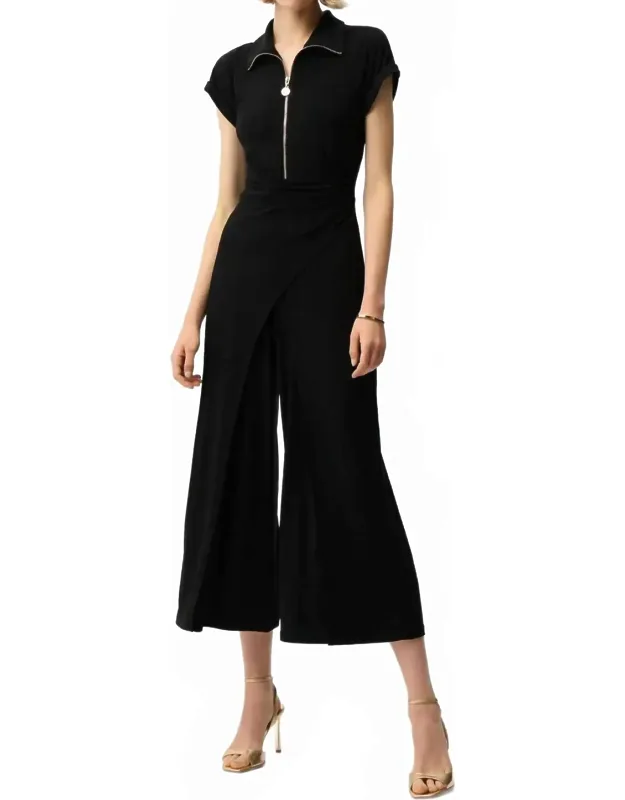 Wrap Front Crop Wide Leg Jumpsuit