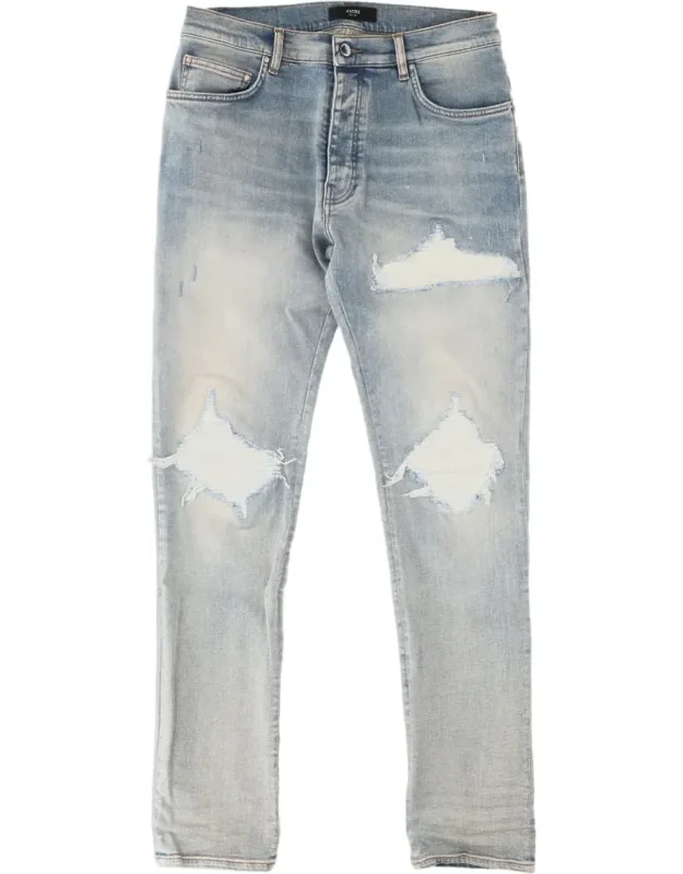 Distressed Slim Fit Cotton Jeans