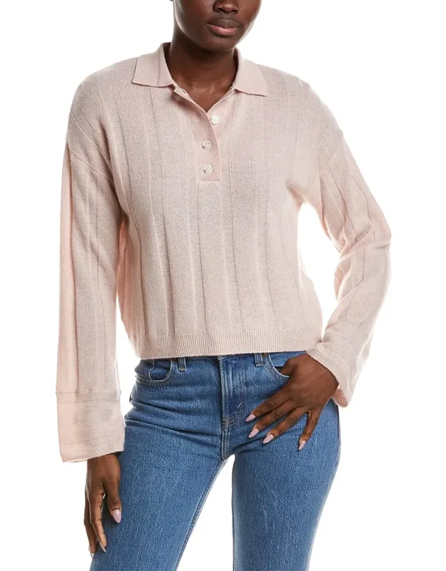 Coastal Cashmere Ribbed Polo Sweater