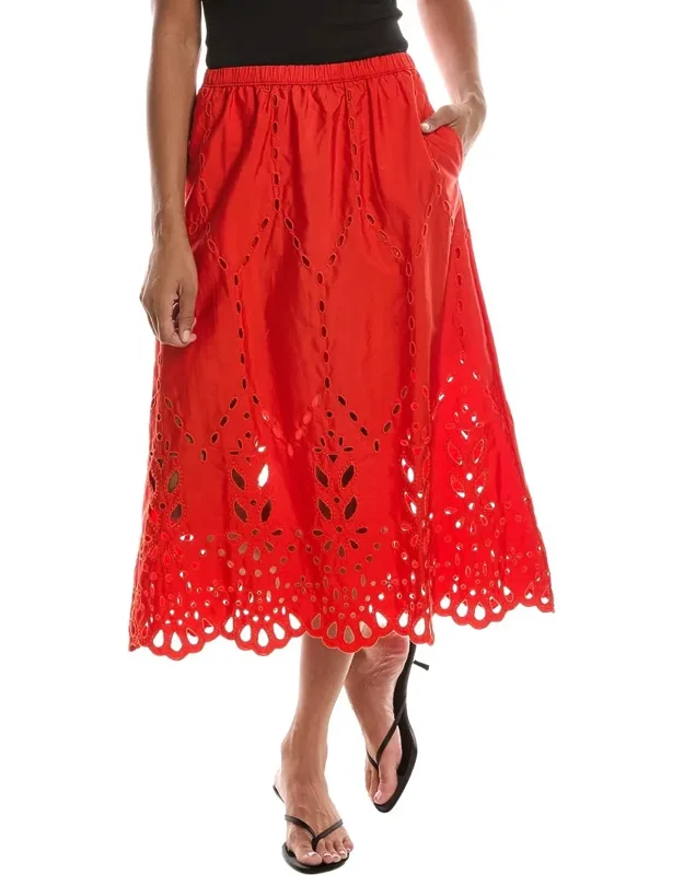 Embroidered Midi Skirt